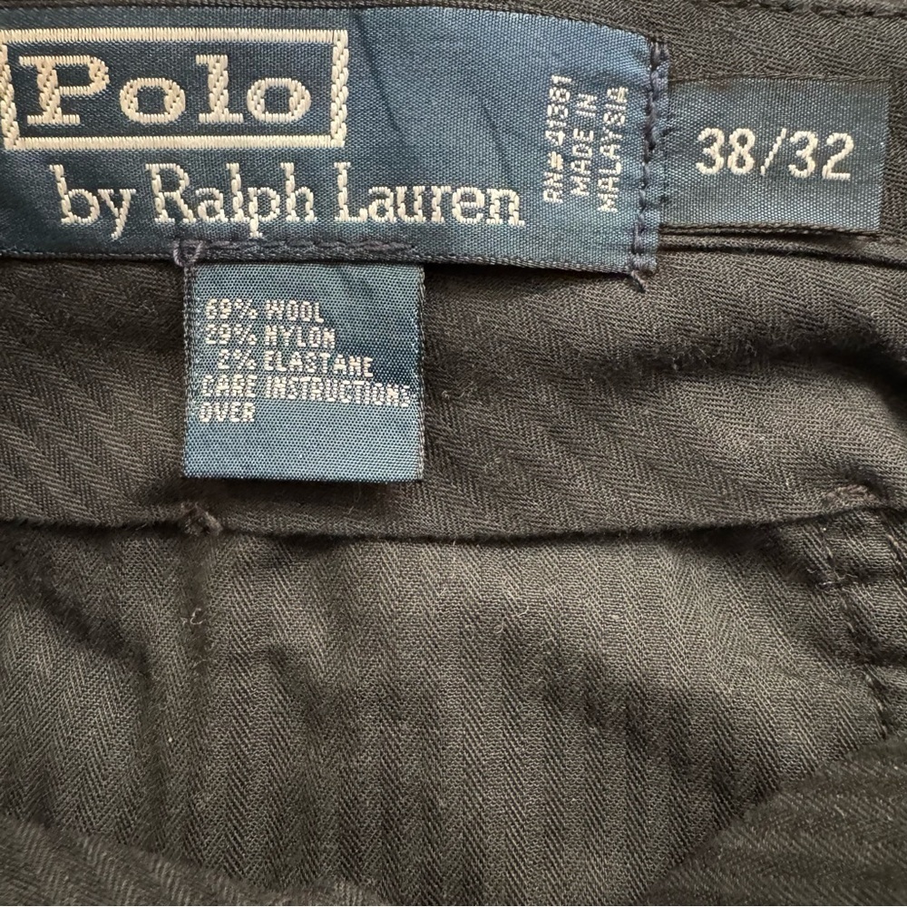 Polo By Ralph Lauren Wool Blend Trousers Dark Gray Flat Front Old Money 38X32 - Picture 6 of 7